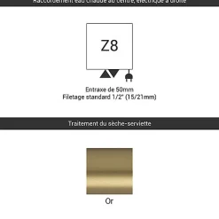 Sèche-Serviettes Mixte|Matisere Sèche-serviette doré - (HxL) 1140x400 mm - 400 Watts - 479 Watt - ALE1140-400Z8BRA