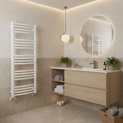 Matisere Sèche-serviette eau chaude blanc de 1140mm de haut et 536mm de large. - 525 Watt - LEN1140/536PSXB