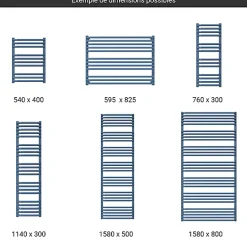 Sèche-Serviettes Eau Chaude|Matisere Sèche-serviette eau chaude bleu distant de 1140mm de haut et 300mm de large - 362 Watt - ALE1140/300ZX5023