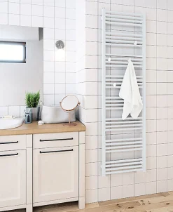 Matisere Sèche-serviette eau chaude blanc de 1620mm de haut et 400mm de large - 573 Watt - FIO1620/400SXB