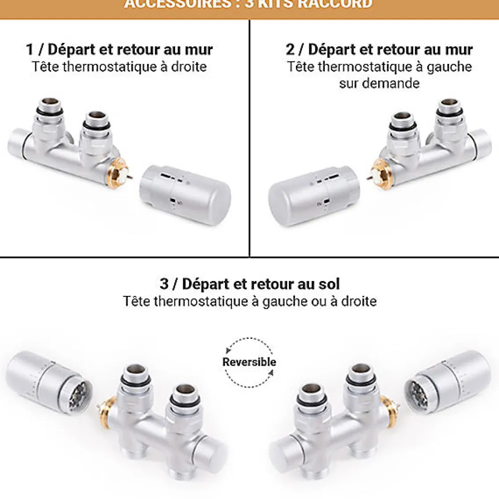 Matisere Sèche-serviette eau chaude noir de 530mm de haut et 375mm de large - 294 Watt - NEM530/375YPN