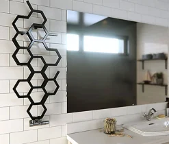 Sèche-Serviettes Eau Chaude|Matisere Sèche-serviette eau chaude noir de 502mm de haut et 1126mm de large - 317 Watt - HEX502/1126YLN