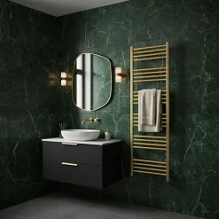 Sèche-Serviettes Eau Chaude|Matisere Sèche-serviette eau chaude doré de 1380mm de haut et 600mm de large - 683 Watt - FIO1380/600SXBRA