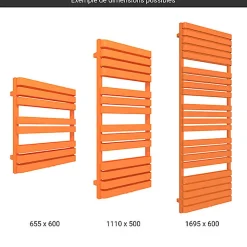 Sèche-Serviettes Eau Chaude|Matisere Sèche-serviette eau chaude orange de 1695mm de haut/600mm de large - 1410 Watt - WAR1695/600TSX2003