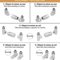 Sèche-Serviettes Eau Chaude|Matisere Sèche-serviette eau chaude orange de 1695mm de haut/600mm de large - 1410 Watt - WAR1695/600TSX2003