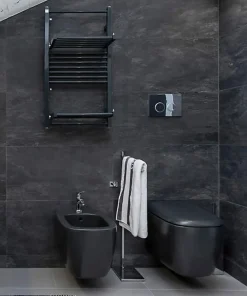 Sèche-Serviettes Eau Chaude|Deltacalor Sèche-serviette eau chaude noir de 1372mm de haut et 480mm de large - 500 Watt - STEND19/1372/480/N