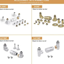 Matisere Sèche-serviette eau chaude blanc de 1140mm de haut et 500mm de large - 487 Watt - FIO1140/500SXB