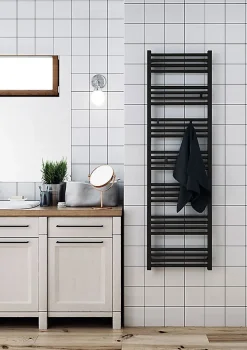 Sèche-Serviettes Eau Chaude|Matisere Sèche-serviette eau chaude noir de 1620mm de haut et 600mm de large - 801 Watt - FIO1620/600SXN