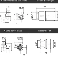 Matisere Sèche-serviette eau chaude chromé de 1510mm de haut et 600mm de large - 510 Watt - BON1510/600SXCROK