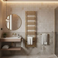 Sèche-Serviettes Eau Chaude|Matisere Sèche-serviette eau chaude doré de 1140mm de haut et 500mm de large - 591 Watt - ALE1140/500ZXBRA