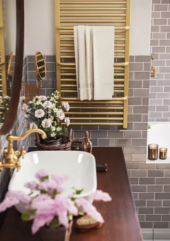 Sèche-Serviettes Eau Chaude|Matisere Sèche-serviette eau chaude doré de 1140mm de haut et 500mm de large - 574 Watt - LIM1140/500SXBRA