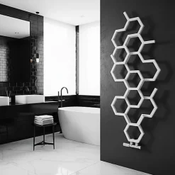 Sèche-Serviettes Eau Chaude|Matisere Sèche-serviette eau chaude blanc de 821mm de haut et 486mm de large - 248 Watt - HEX821/486ZXB