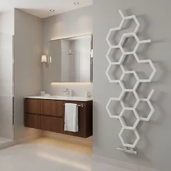 Sèche-Serviettes Eau Chaude|Matisere Sèche-serviette eau chaude blanc de 821mm de haut et 486mm de large - 248 Watt - HEX821/486ZXB