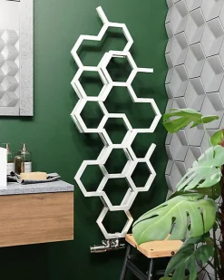 Sèche-Serviettes Eau Chaude|Matisere Sèche-serviette eau chaude blanc de 821mm de haut et 486mm de large - 248 Watt - HEX821/486ZXB