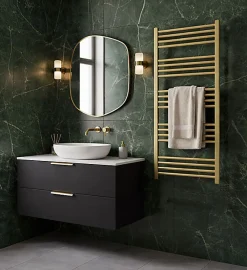 Sèche-Serviettes Eau Chaude|Matisere Sèche-serviette eau chaude doré de 1140mm de haut et 580mm de large - 550 Watt - FIO1140/580SXBRA