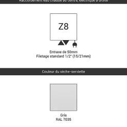 Sèche-Serviettes Mixte|Matisere Sèche-serviette eau chaude gris 1545mm de haut 500mm de large - 581 Watt - ZIG1545/500Z87035