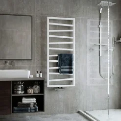 Matisere Sèche-serviette eau chaude blanc de 600mm de haut et 500mm de large - 245 Watt - ZIG600/500ZXB
