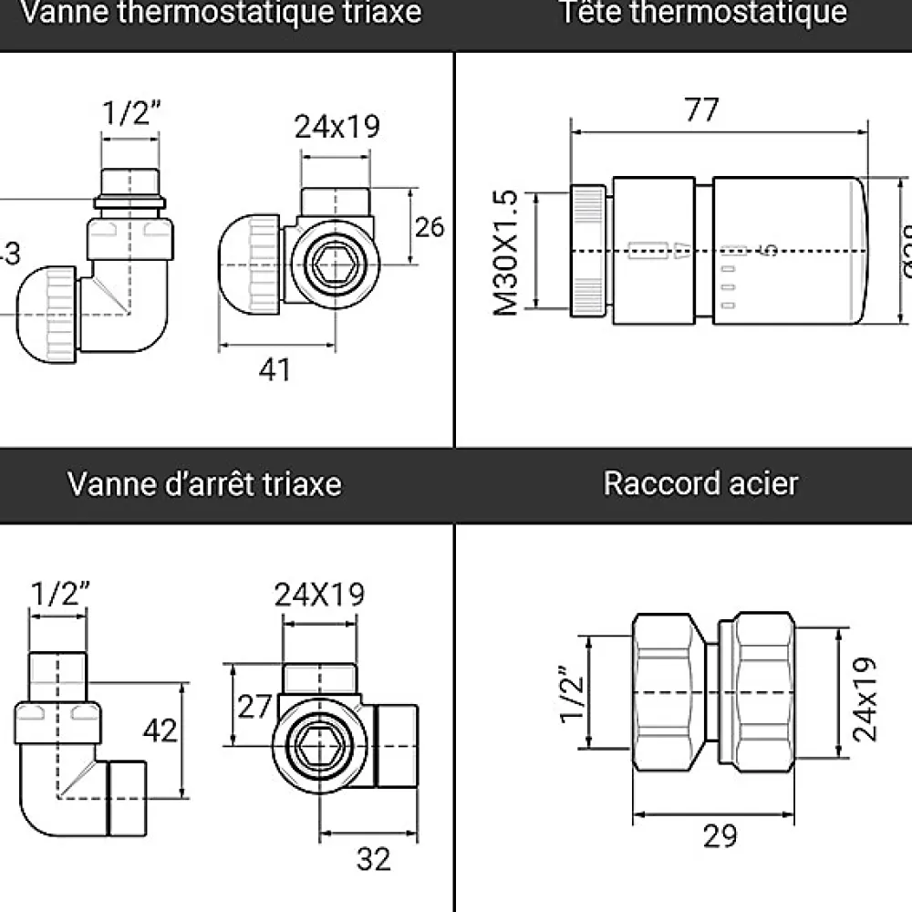 Matisere Sèche-serviette eau chaude chromé de 1140mm de haut et 600mm de large - 498 Watt - ALE1140/600SXCROK