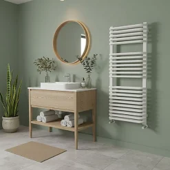 Sèche-Serviettes Eau Chaude|Matisere Sèche-serviette eau chaude blanc de 1260mm de haut et 640mm de large - 1173 Watt - TYT1260/640SXB