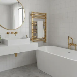 Matisere Sèche-serviette eau chaude doré de 760mm de haut et 300mm de large - 257 Watt - ALE760/300SXBRA