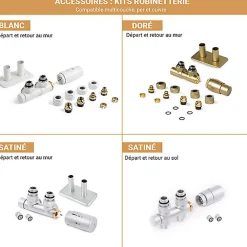 Matisere Sèche-serviette eau chaude blanc de 1080mm de haut et 500mm de large - 396 Watt - SIM1080/500ZXB