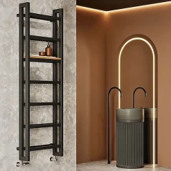 Matisere Sèche-serviette eau chaude noir de 920mm de haut et 300mm de large - 383 Watt - STA920/300SXN