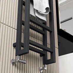 Matisere Sèche-serviette eau chaude noir de 920mm de haut et 300mm de large - 383 Watt - STA920/300SXN