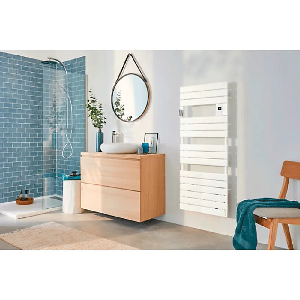 Atlantic Sèche-serviette électrique - Adélis - - 750 W - H. 1402 mm - Blanc brillant - Connecté