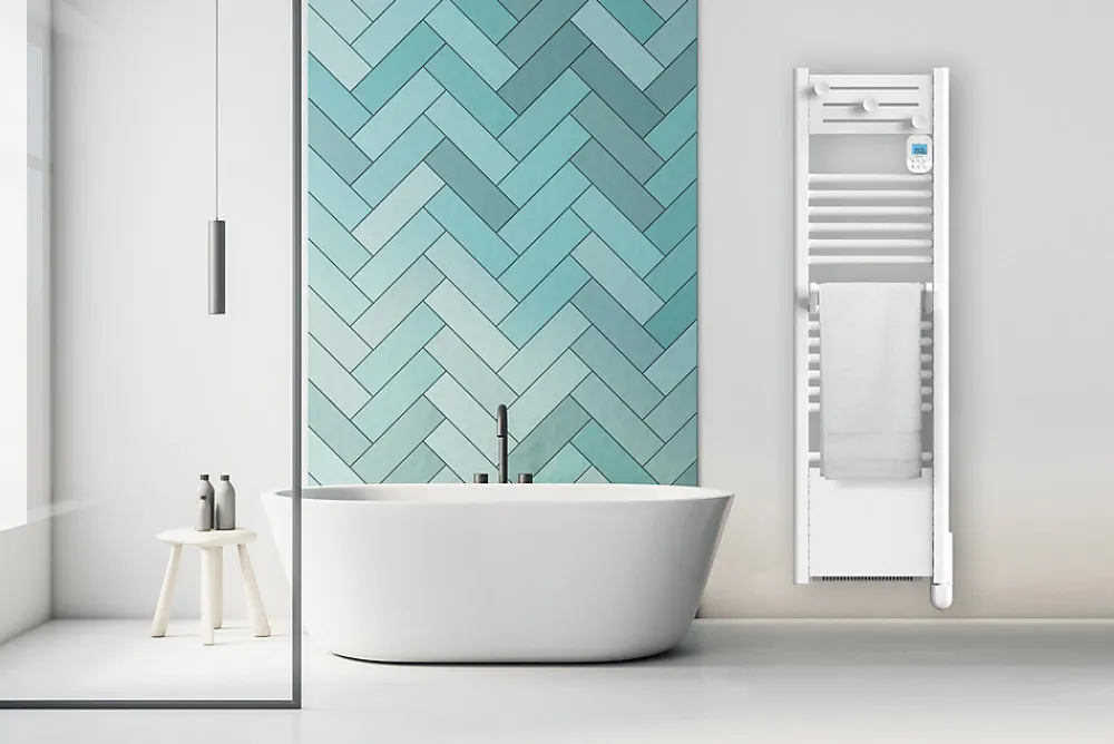 Noirot Sèche-serviette électrique à inertie fluide Actibain compact 300W + soufflerie 1000W