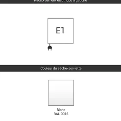 Matisere Sèche-serviette électrique blanc - (HxL) 660x680mm - 400 Watt - 400 Watt - FIO660-680E1B
