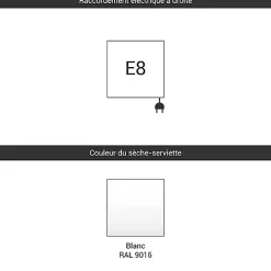 Matisere Sèche-serviette électrique blanc - (HxL) 1620x500 mm - 1000 (Watts) - 1000 Watt - MIC1620-500E8BB