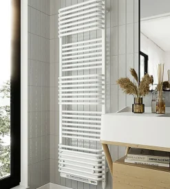 Matisere Sèche-serviette électrique blanc de 1180mm de haut et 500mm de large - 600 Watt - POL1180/500E8BBLO