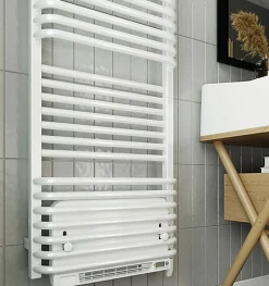 Matisere Sèche-serviette électrique blanc de 1180mm de haut et 500mm de large - 600 Watt - POL1180/500E8BBLO