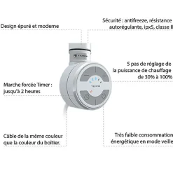 Matisere Sèche-serviette électrique blanc de 1620mm de haut et 400mm de large - 800 Watt - MIC1620/400E8SOABB