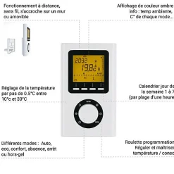 Matisere Sèche-serviette électrique blanc programmable - HxL 1140x600 mm - 800 Watt - ALE1140/600E1BP