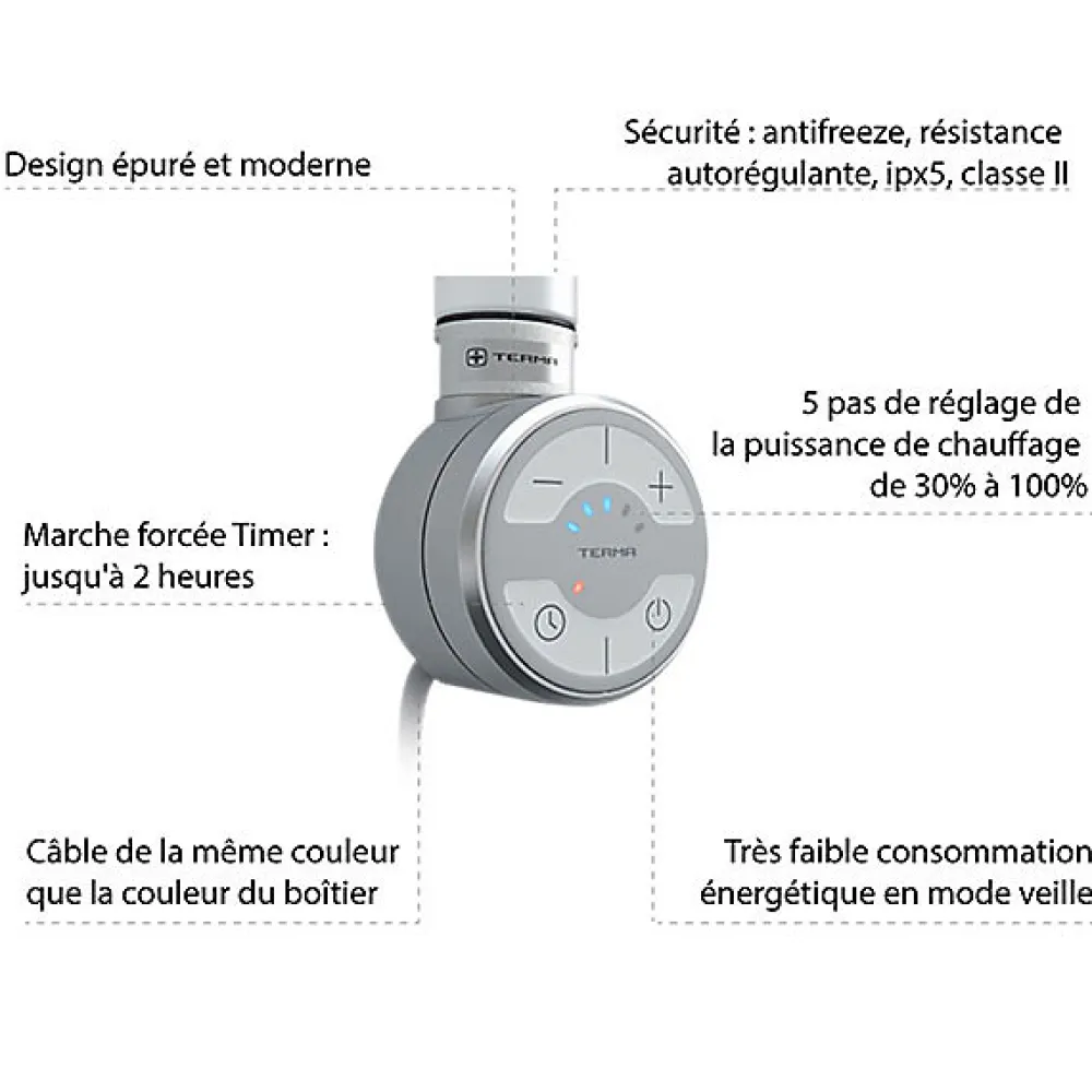 Sèche-Serviettes Électrique|Matisere Sèche-serviette électrique cuivré de 923mm de haut et 431mm de large - 300 Watt - PAJ923/431E8SOA