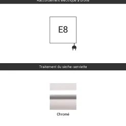 Matisere Sèche-serviette électrique chromé - (HxL) 1600x600mm - 600 (Watts) - 600 Watt - DIA1600-600E8CRO