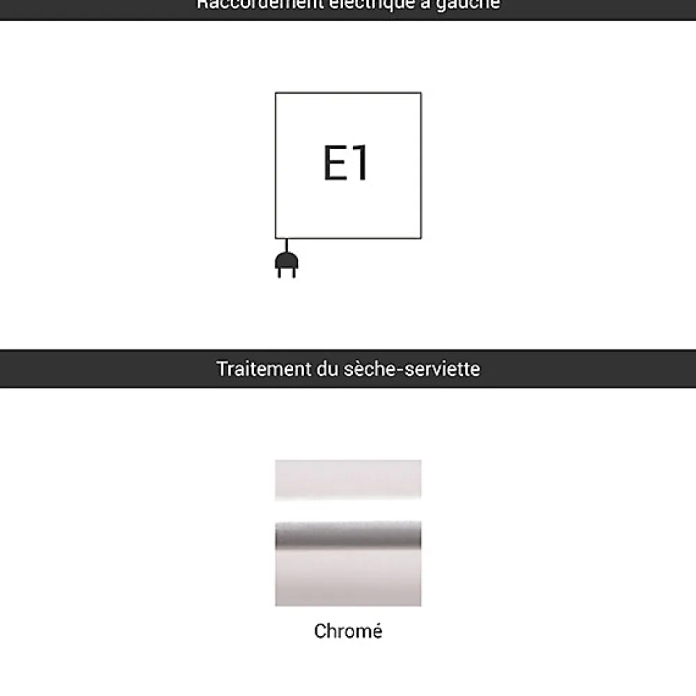 Sèche-Serviettes Électrique|Matisere Sèche-serviette électrique chromé - (HxL) 900x480 mm - 300 Watt - 300 Watt - FIO900-480E1CRO