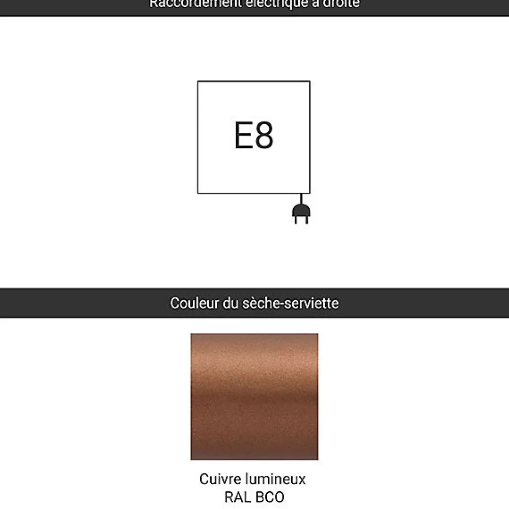 Sèche-Serviettes Électrique|Matisere Sèche-serviette électrique cuivré - (HxL) 990x400mm - 300 (Watts) - 300 Watt - VIP990-400E8BCO