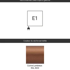 Sèche-Serviettes Électrique|Matisere Sèche-serviette électrique cuivré - (HxL) 1150x300mm - 500 (Watts) - 500 Watt - STA1150-300E1BCO