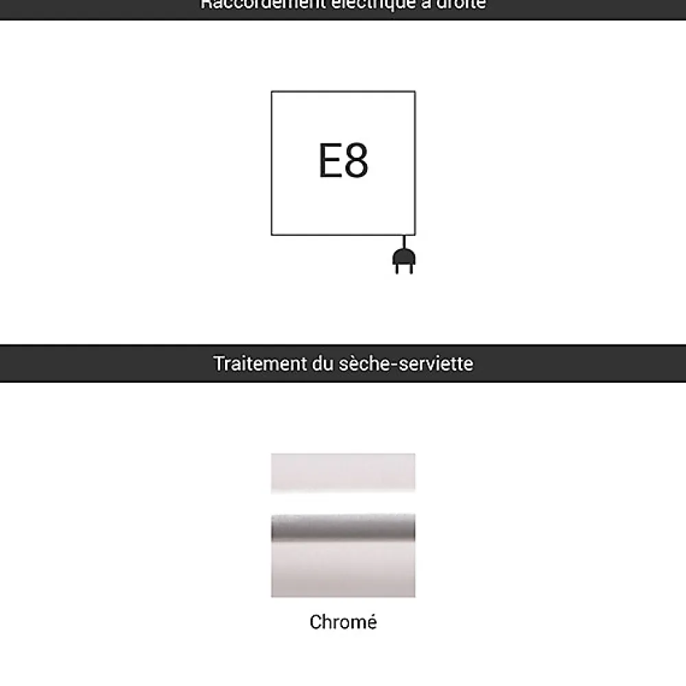 Sèche-Serviettes Électrique|Matisere Sèche-serviette électrique chromé - (HxL) 1635x430mm - 800 (Watts) - 800 Watt - MIK1635-430E8CRO