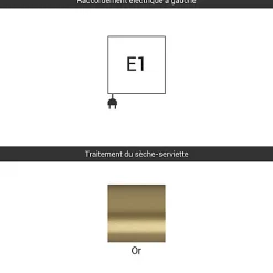 Matisere Sèche-serviette électrique doré - (HxL) 1140x500 mm - 600 Watts - 600 Watt - ALE1140-500E1BRA