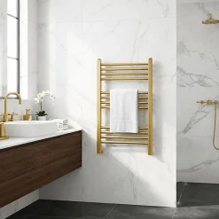 Sèche-Serviettes Électrique|Matisere Sèche-serviette électrique doré de 660mm de haut et 530mm de large - 300 Watt - FIO660/530E1BRA