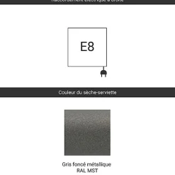 Matisere Sèche-serviette électrique gris - (HxL) 1310x500 mm - 600 ( Watts) - 600 Watt - ZIG1310-500E8MST