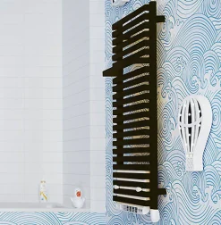 Sèche-Serviettes Soufflant|Matisere Sèche-serviette électrique noir de 1320mm de haut et 500mm de large - 800 Watt - CIT1320/500E8NBLO