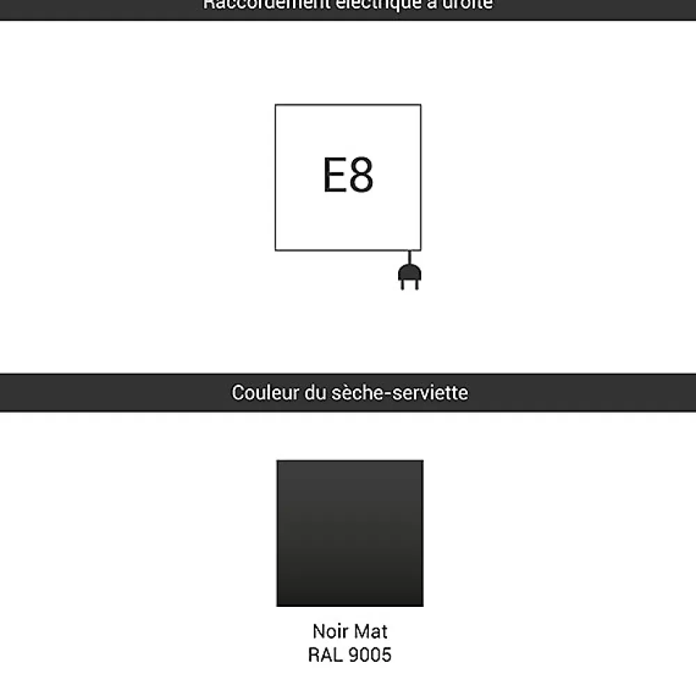 Sèche-Serviettes Électrique|Matisere Sèche-serviette électrique noir - (HxL) 1460x500mm - 800 Watts - 800 Watt - LIM1460-500E8N