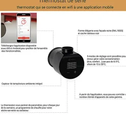 Matisere Sèche-serviette électrique noir thermostat wifi - HxL 1460x300mm - 800 Watt - LIM1460/300E8NW