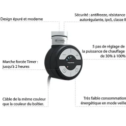 Matisere Sèche-serviette électrique noir de 1770mm de haut et 500mm de large - 1200 Watt - RIB1770/500TE8SOAN