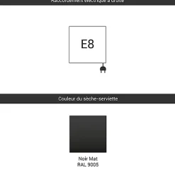 Matisere Sèche-serviette électrique noir - (HxL) 1380x400mm - 500 Watt - 500 Watt - FIO1380-400E8N