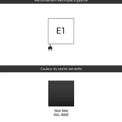 Matisere Sèche-serviette électrique noir - (HxL) 990x500mm - 400 Watt - 400 Watt - VIP990-500E1N